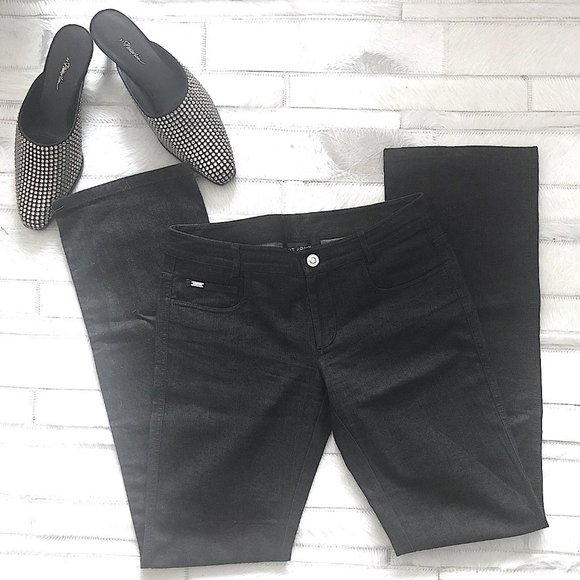 St. John Collection Embellished Black Boot Cut Jeans - Picture 2 of 8